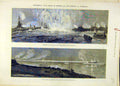 Original Old Antique Print 1880 Naval Harbour Submarine Portsmouth Torpedo Hms