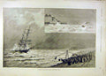 Original Old Antique Print 1891 Wreck Nerissa Coast Sea Gale Storm Victorian