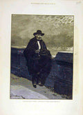 Original Old Antique Print 1881 Moonlight-Night Chelsea Thomas-Carlyle Victorian