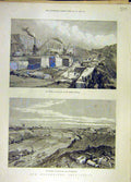 Original Old Antique Print 1889 Eastham Mersey Latchford Manchester Ship Canal