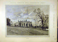 Original Old Antique Print 1890 Building Combermere Abbey Architecture Victorian