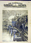 Original Old Antique Print 1887 Naval Manoeuvres Armour-Clad Train Victorian