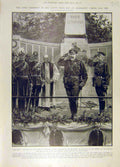 Original Old Antique Print 1905 King Aldershot Field-Day Chief Ceremony 20th