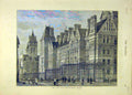 Original Old Antique Print 1879 Law Courts Building East-Front Architecture 19th