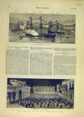 Original Old Antique Print 1879 Hmy Osborne Harbour Duke Connaught Malta Palace