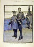 Original Old Antique Print 1882 Review Waterloo Tel-Elkebir Chelsea Embankment