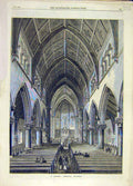 Original Old Antique Print 1869 St. Andrew'S Cathedral Inverness Scotland 19th