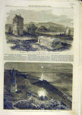 Old Antique Print 1866 Cambuskenneth Abbey Stirling Ben Braggie Scotland 19th