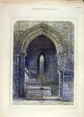 Original Old Antique Print Ref.165 1871 Grave Scott Dryburgh Abbey Building