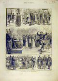 Old Antique Print 1880 Court Highlands Piper Abergeldie Castle Scotland 19th