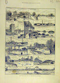 Original Old Antique Print 1884 London Water-Supply River-Company Places Views