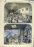 Old Antique Print 1849 Price'S Patent Candle Factory Moulding Night-Light 19th