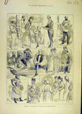 Old Antique Print 1883 Sketches People Fisheries Exhibition Plan Map Fish 19th