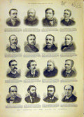 Original Old Antique Print 1886 Members House Commons Portrait Clock-Tower 19th