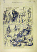 Original Old Antique Print 1882 House Commons Sketches Question-Time Lobby 19th
