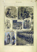 Old Antique Print 1881 Royal Scottish Volunteers Edinburgh Holyrood Queen 19th