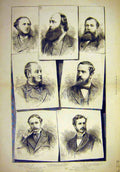 Original Old Antique Print 1878 Minister Portraits Stanley Salisbury Hardy Men