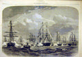 Old Antique Print 1865 Naval Festival Cherbourg British Squaron Emperor 19th