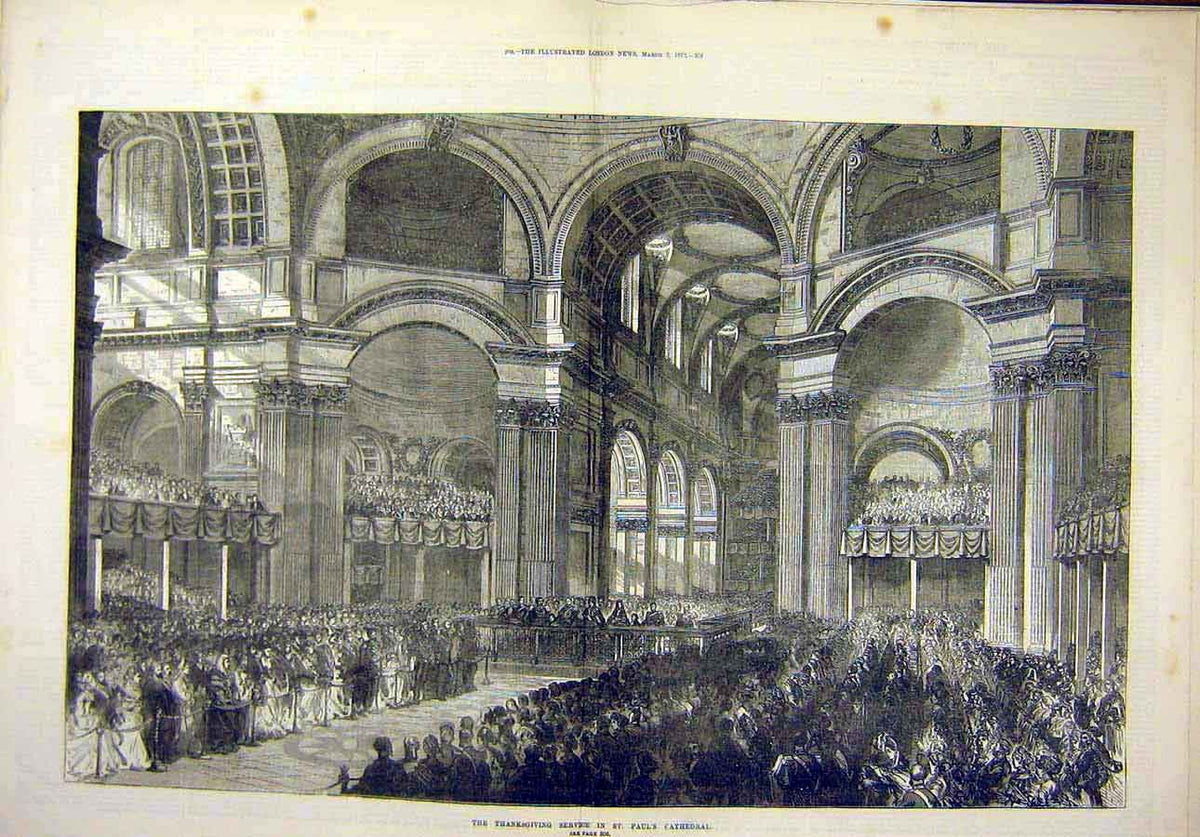 Old Antique Print 1872Thanksgiving-Service St. Paul'S Cathedral Religious 19th