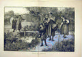 Original Old Antique Print 1883 Strolling Acrobats Gandy Fine Art Victorian