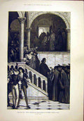 Original Old Antique Print 1879 Trial Antonio Merchant-Venice Theatre Wallis