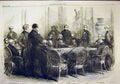 Original Old Antique Print 1856 Council War Paris Group Portrait 19th