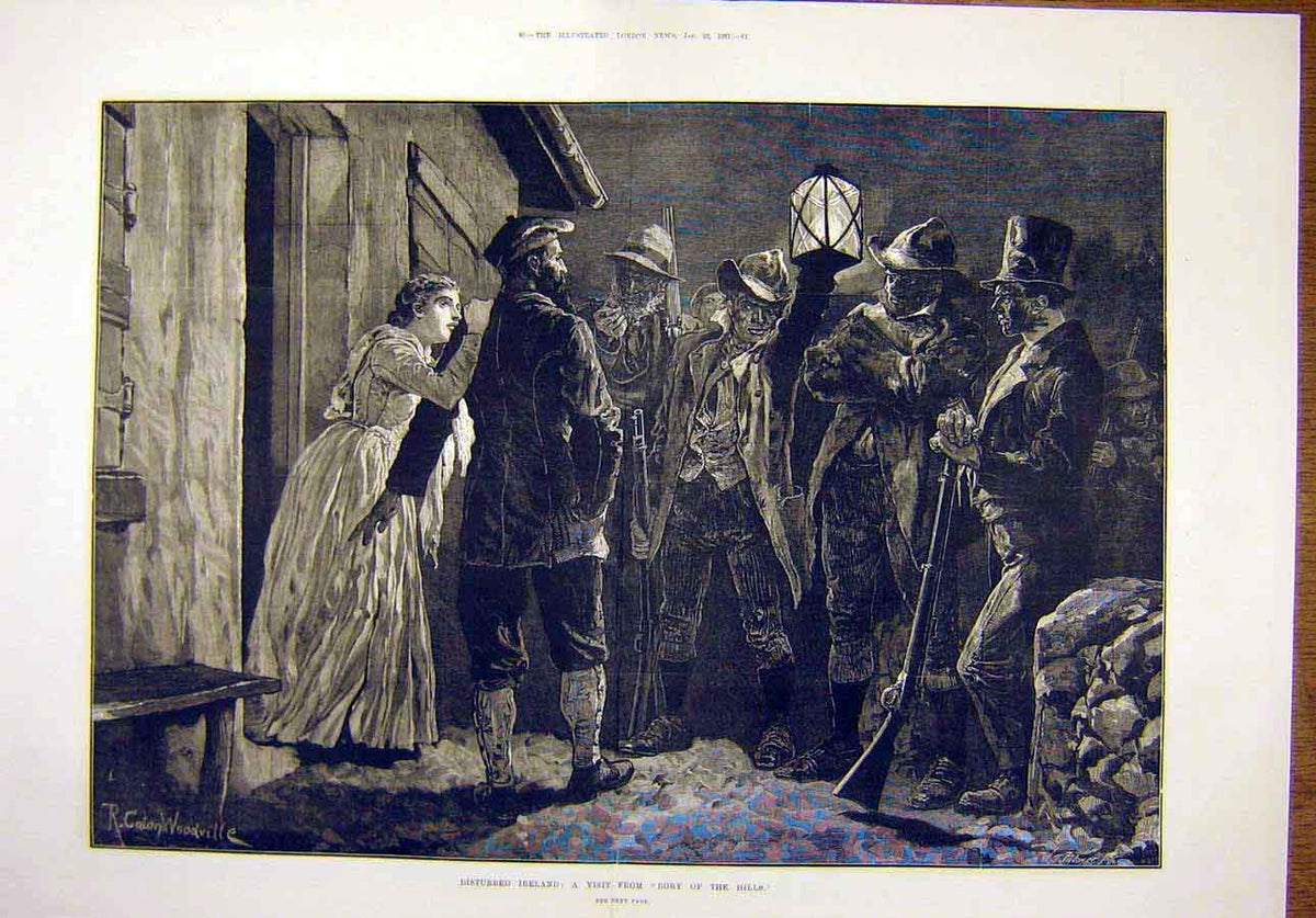 Original Old Antique Print 1881 Ireland Irish People Rory-Hills 19th