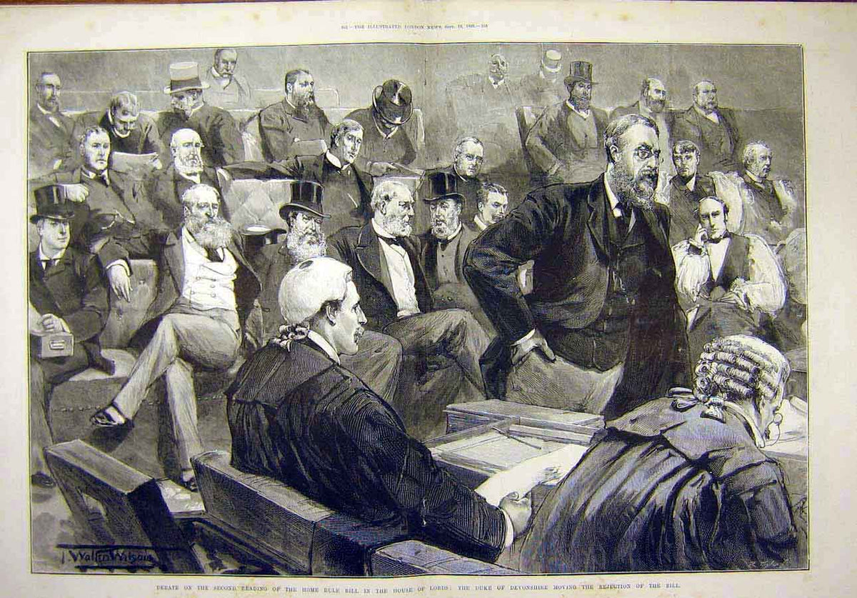 Old Antique Print 1893 Debate Home Rule House Lords Duke Devonshire Bill 19th
