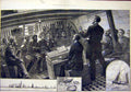 Original Old Antique Print 1882 Service North-Sea Fishing Fleet Thames Church