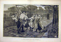 Original Old Antique Print 1877 Reaper Flowers Morris Fine Art People Victorian
