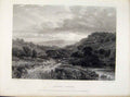 Original Old Antique Print Sunset Sussex Steel Engraving By Cole C1877 Victorian