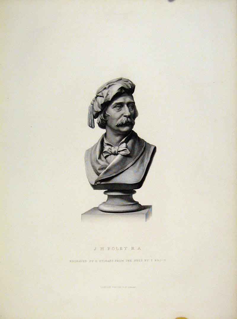 Original Old Antique Print Portrait Engraved By Stodart Statue Foley Art