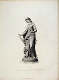 Original Old Antique Print Elaine Statue Engraved By Stodart C1877 Steel 19th