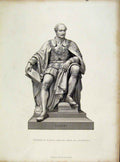 Original Old Antique Print Albert Statue C1877 Engraving By Roffe Art Victorian