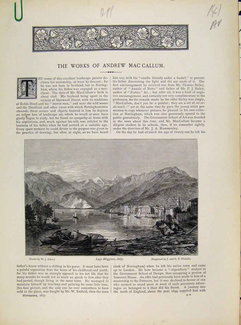 Original Old Antique Print Art Journal Works Andrew Mac Callum C1877 S 19th