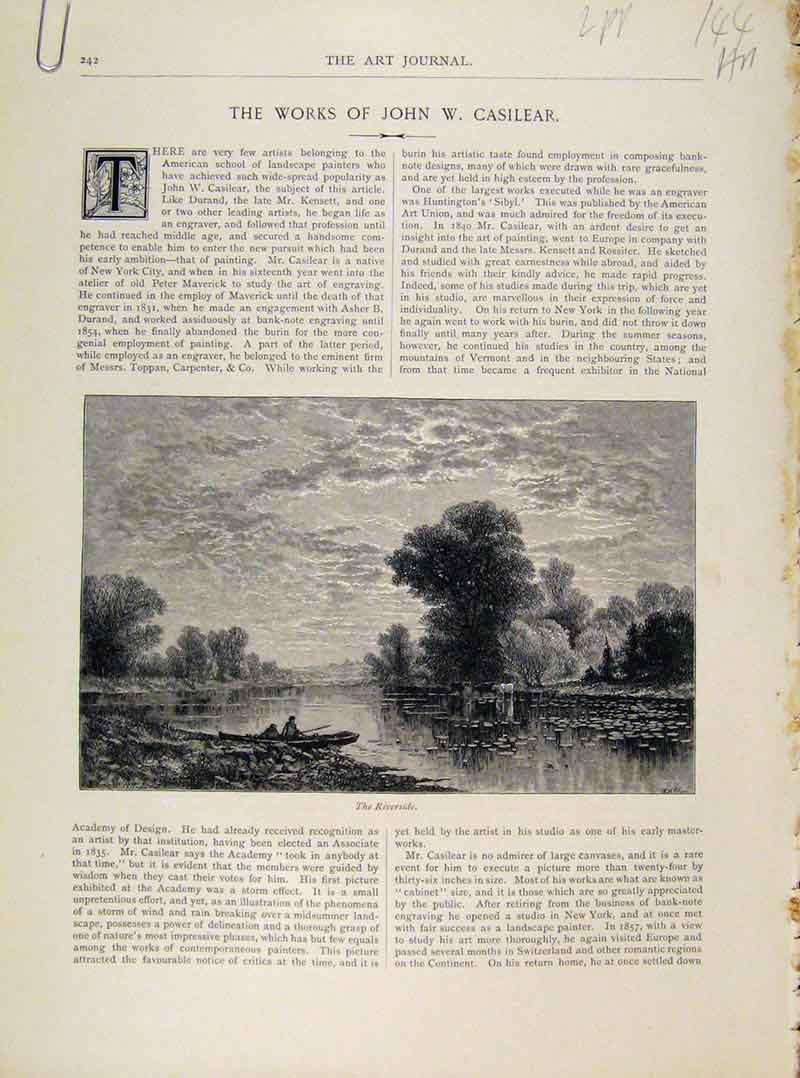 Original Old Antique Print Work John Casilear Art Journal C1877 19th