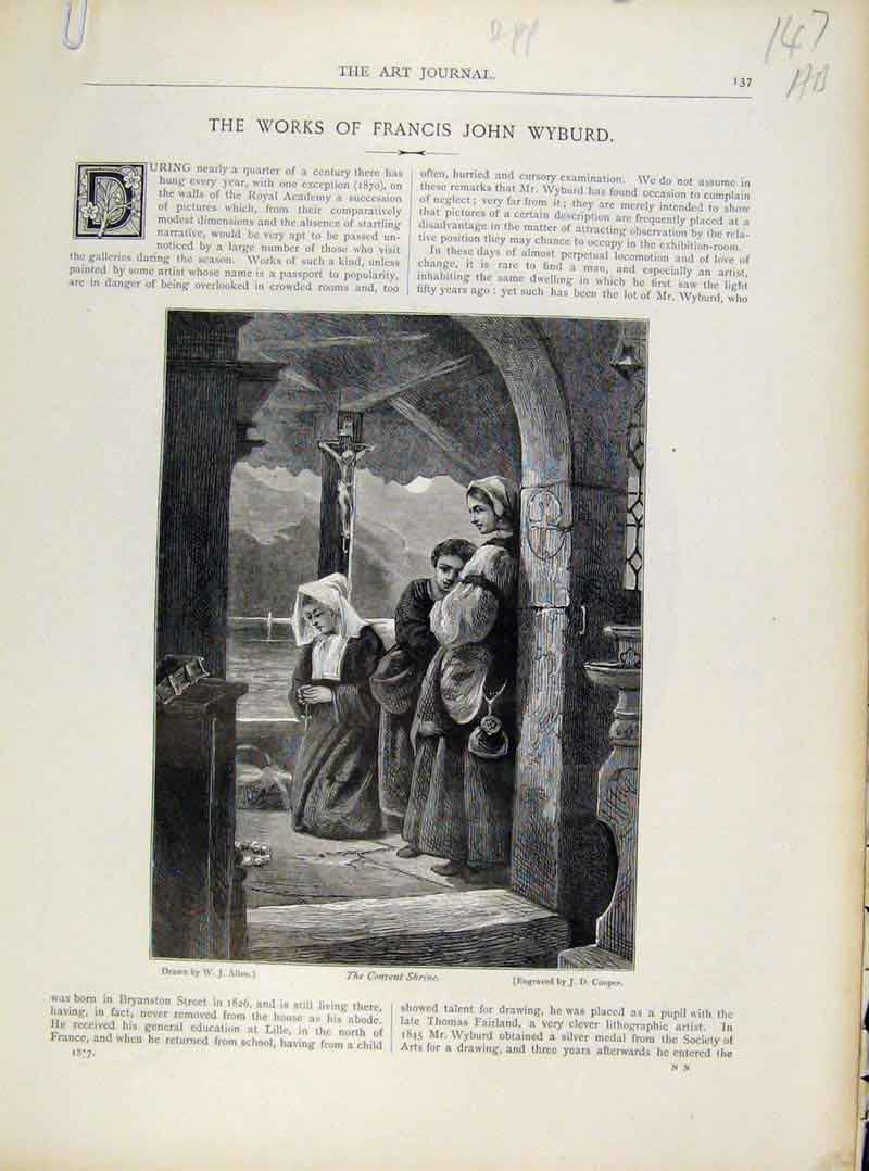 Original Old Antique Print Works Fancis John Wyburd Art Journal C1877 Victorian