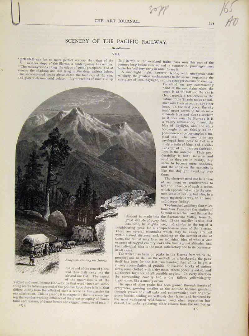 Original Old Antique Print Art Journal Scenery Pacific Railway Engravings