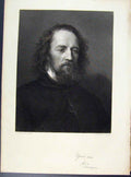 Original Old Antique Print Portrait Steel Engraving Fine Art 1874 Jennyson 19th