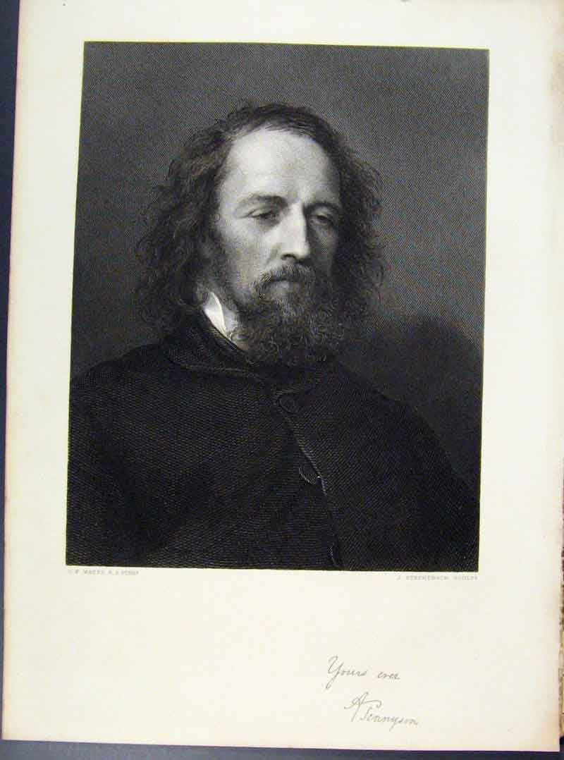 Original Old Antique Print Portrait Steel Engraving Fine Art 1874 Jennyson 19th