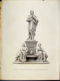 Original Old Antique Print Schiller Statue Engraved Roffe C1874 19th