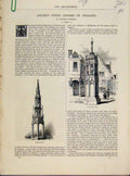 Original Old Antique Print Ancient Stone Crosses England Art Journal C1874 19th
