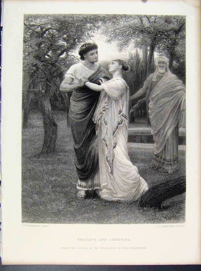 Original Old Antique Print Troilus Cressida Fine Art Engraved By Bromley C1873