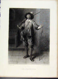 Original Old Antique Print Arquebusier Engraving C1873 By Madou Art Victorian