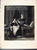 Original Old Antique Print Queen Kaherine C1873 Engraving Art 19th