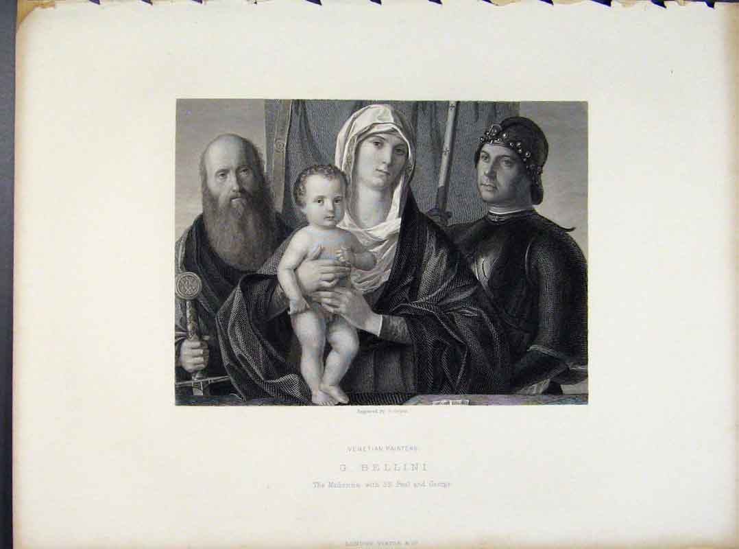 Original Old Antique Print Venetian Painters Bellini Madonna Paul George Art