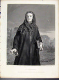Original Old Antique Print Il Penseroso Steel Engraved Art By Johnston C1873