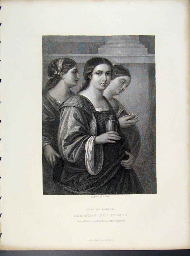 Original Old Antique Print Engraved Merze Venetian Painters Sebastian Del Piombo