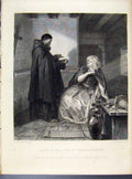 Original Old Antique Print Steel Engraving By Ward Juliet In Cell Friar 1873