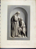 Original Old Antique Print Christ Givein Sight To Blind Man Engraved By Artlett
